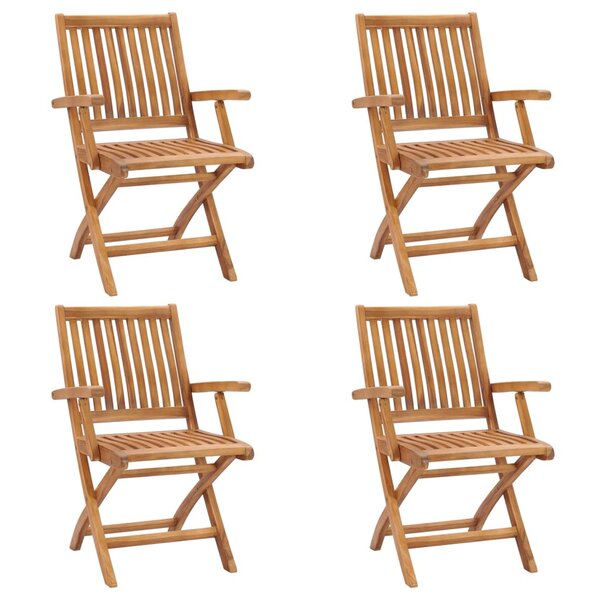 vidaXL Chaises pliables de jardin lot de 4 Bois de teck solide