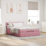 vidaXL Cadre de lit ottoman avec matelas rose 140x190 cm velours