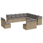 vidaXL Salon de jardin avec coussins 12 Pièces beige résine tressée