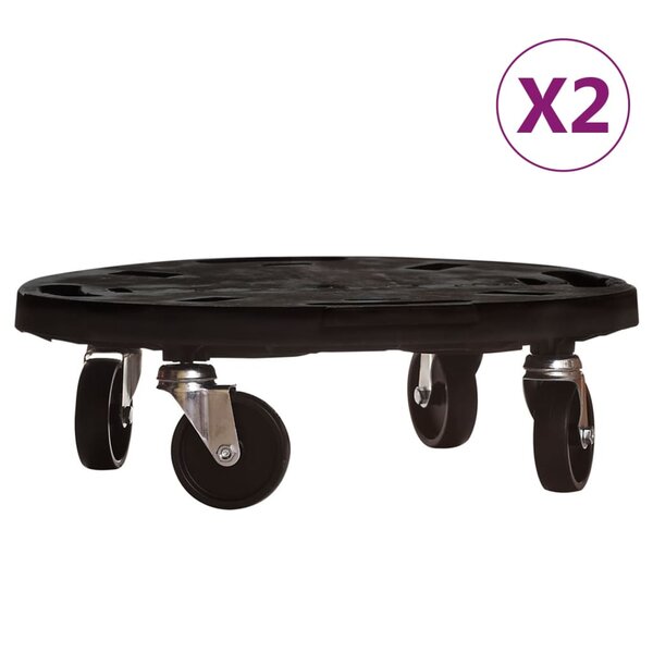 vidaXL Chariots à plantes avec roues 2 Pièces Diamètre 40 cm Noir 275 kg