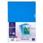 Sachet De 10 Pochettes Coin Pvc Lisse Haute Résistance 13/100e - A4 - Bleu - X 10 - Exacompta