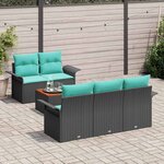 vidaXL Ensemble de canapé de jardin 6 Pièces Noir et turquoise polyrotin