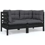vidaXL Salon de jardin 9 Pièces avec coussins anthracite bois de pin