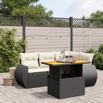 vidaXL Salon de jardin 5 Pièces avec coussins noir résine tressée
