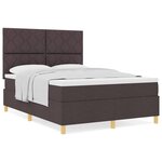 vidaXL Lit à ressorts avec matelas Marron foncé 140 x 190 cm tissu