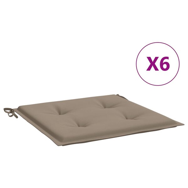vidaXL Coussins de chaise jardin lot de 6 taupe 50x50x4cm tissu oxford