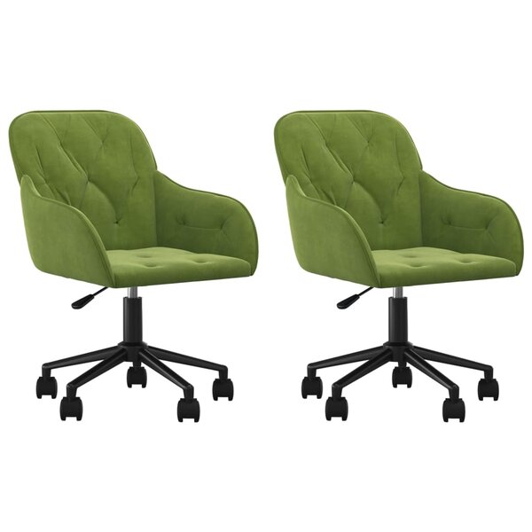 vidaXL Chaises pivotantes à manger lot de 2 Vert clair Velours