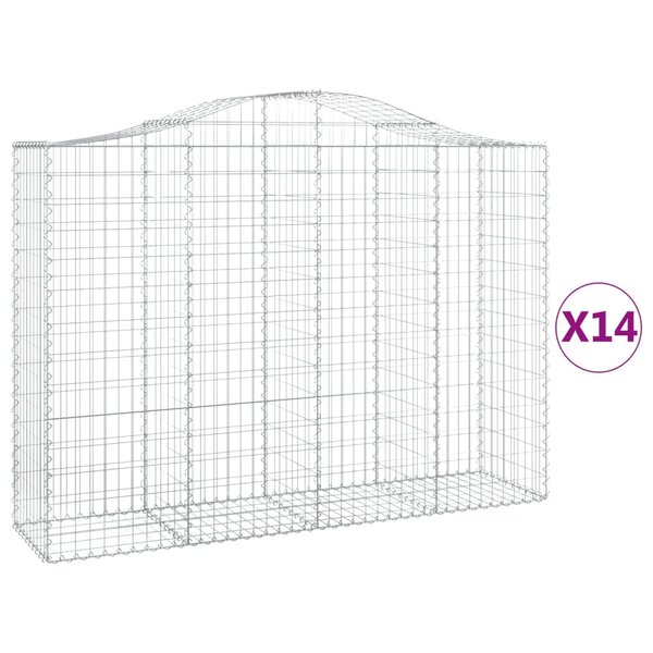 vidaXL Paniers à gabions arqués 14 Pièces 200x50x140/160 cm Fer galvanisé