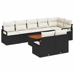 vidaXL Ensemble de canapé de jardin avec coussin 9 Pièces Noir Poly rotin
