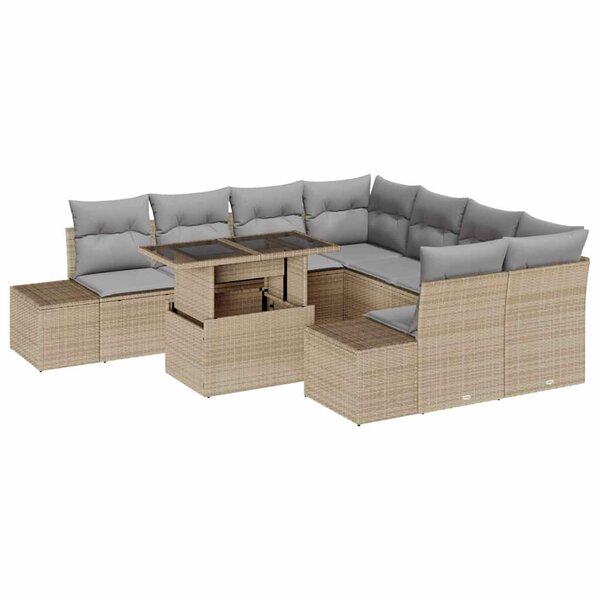 vidaXL Ensemble de canapé de jardin 9 Pièces Beige et Gris clair