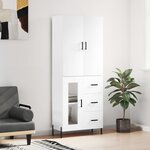 vidaXL Buffet haut Blanc 69 5x34x180 cm Bois d'ingénierie