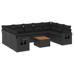 vidaXL Salon de jardin 10 Pièces avec coussins noir résine tressée