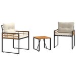 vidaXL Ensemble de meubles d'extérieur avec coussin 3 Pièces Crème