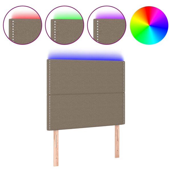 vidaXL Tête de lit à LED Taupe 80x5x118/128 cm Tissu
