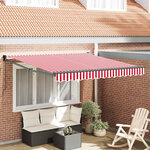 vidaXL Auvent Rétractable Rouge et Blanc 300 x 250 cm Polyester  Métal
