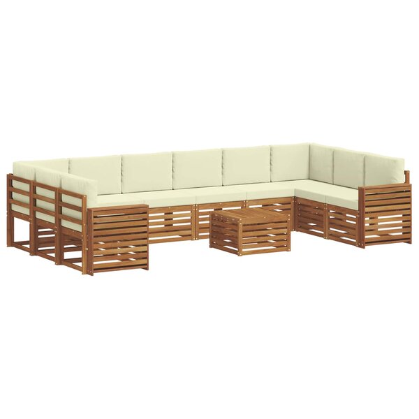 vidaXL Ensemble de canapés d'extérieur 11 pc Naturel et Crème