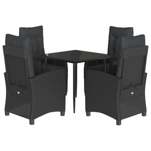 vidaXL Ensemble à manger de jardin coussins 5Pièces Noir Résine tressée