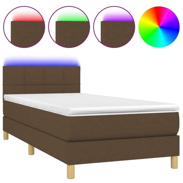 vidaXL Sommier à lattes de lit et matelas et LED Marron foncé 90x200cm
