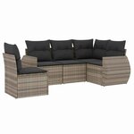 vidaXL Salon de jardin 5 Pièces avec coussins gris clair résine tressée