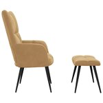 vidaXL Chaise de relaxation avec tabouret Marron Velours