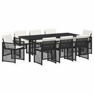 vidaXL Ensemble de salle à manger pour jardin 9 Pièces Noir polyrotin