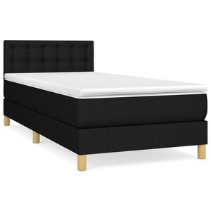 vidaXL Sommier à lattes de lit et matelas Noir 80x200 cm Tissu