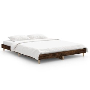vidaXL Cadre de lit sans matelas chêne fumé 135x190 cm bois ingénierie