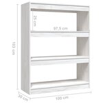 vidaXL Bibliothèque/Séparateur de pièce Blanc 100x30x103 cm Pin massif