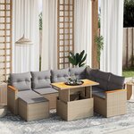 vidaXL Salon de jardin avec coussins 8 Pièces beige résine tressée
