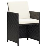 vidaXL Chaises à manger de jardin et coussins lot de 4 noir poly rotin