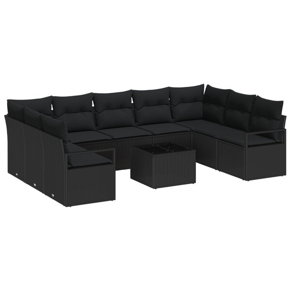Ensemble de Canapés de Jardin vidaXL 10 Pièces avec Coussins Beige Poly Rattan