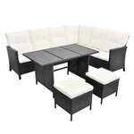 Salon de jardin meuble d'extérieur ensemble de mobilier 4 pièces avec coussins résine tressée noir 02_0016204