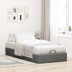 vidaXL Cadre de lit ottoman sans matelas gris foncé 90x190 cm tissu