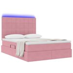 vidaXL Lit de rangement LED avec matelas Rose 140 x 190 cm Velours