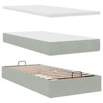 vidaXL Cadre de lit ottoman et matelas gris clair 90x200 cm velours