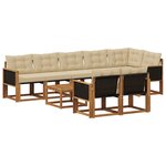 vidaXL Ensemble de canapés d'extérieur 9 pc Naturel et Beige
