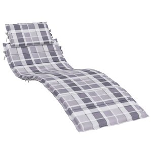 vidaXL Coussin de chaise longue à carreaux gris 186x58x4 cm
