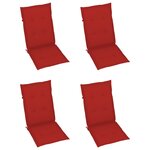 vidaXL Chaises de jardin lot de 4 avec coussins rouge Bois teck massif