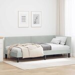 vidaXL Cadre de lit d'angle avec tête de lit Gris clair 90 cm x 190 cm
