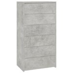 vidaXL Buffet avec 6 tiroirs Gris béton 50x34x96 cm Bois d'ingénierie