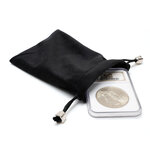 Sachet noir en velours pour monnaies de collection. Taille - L large
