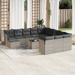 vidaXL Salon de jardin avec coussins 13 Pièces gris clair résine tressée