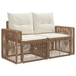 vidaXL Ensemble de canapé de jardin 9 Pièces Beige et blanc crème
