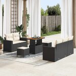 vidaXL Ensemble de canapé de jardin avec coussin 8 Pièces Noir et crème