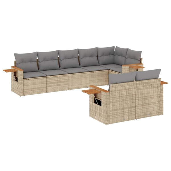 vidaXL Salon de jardin avec coussins 8 Pièces beige résine tressée