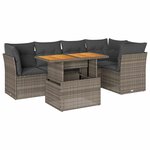 vidaXL Salon de jardin 6 Pièces avec coussins gris résine tressée