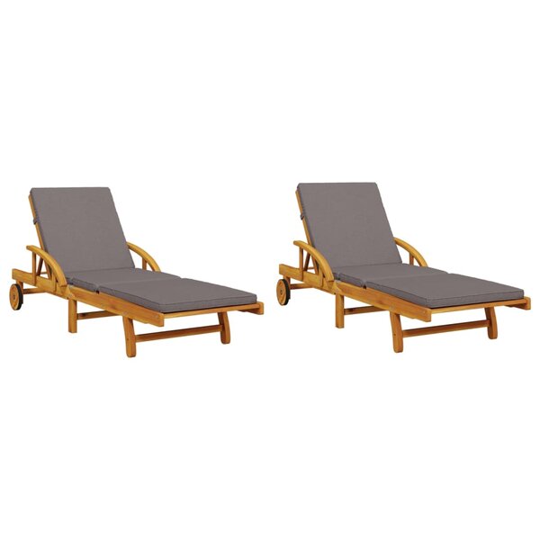 vidaXL Chaises longues lot de 2 avec coussins 200x68x83 cm bois acacia