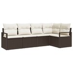 vidaXL Ensemble de canapé de jardin avec coussin 5 Pièces Marron et Crème