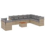 vidaXL Salon de jardin 11 Pièces avec coussins beige résine tressée