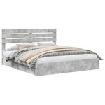vidaXL Lit de Rangement Gris béton 180 x 200 cm Bois d'ingénierie